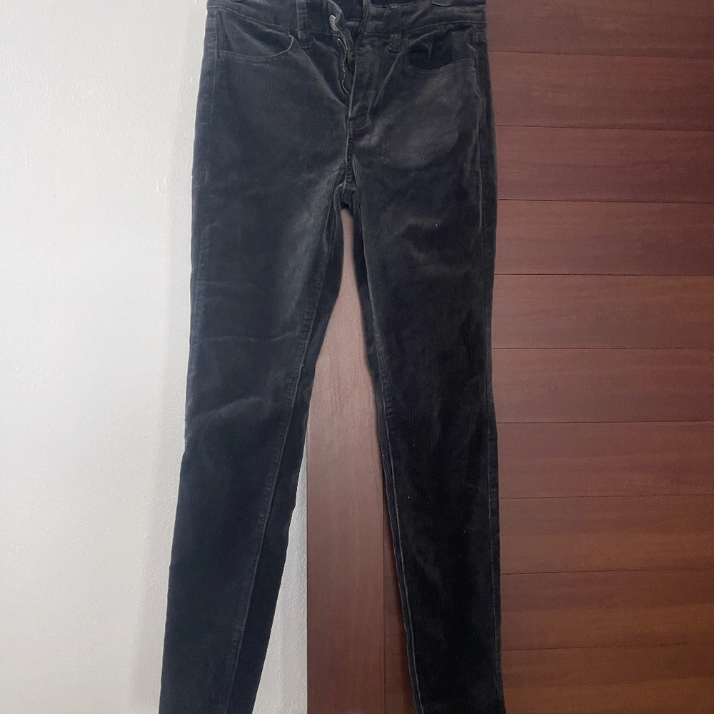 Women's Wide Leg Pants - Black Corduroy